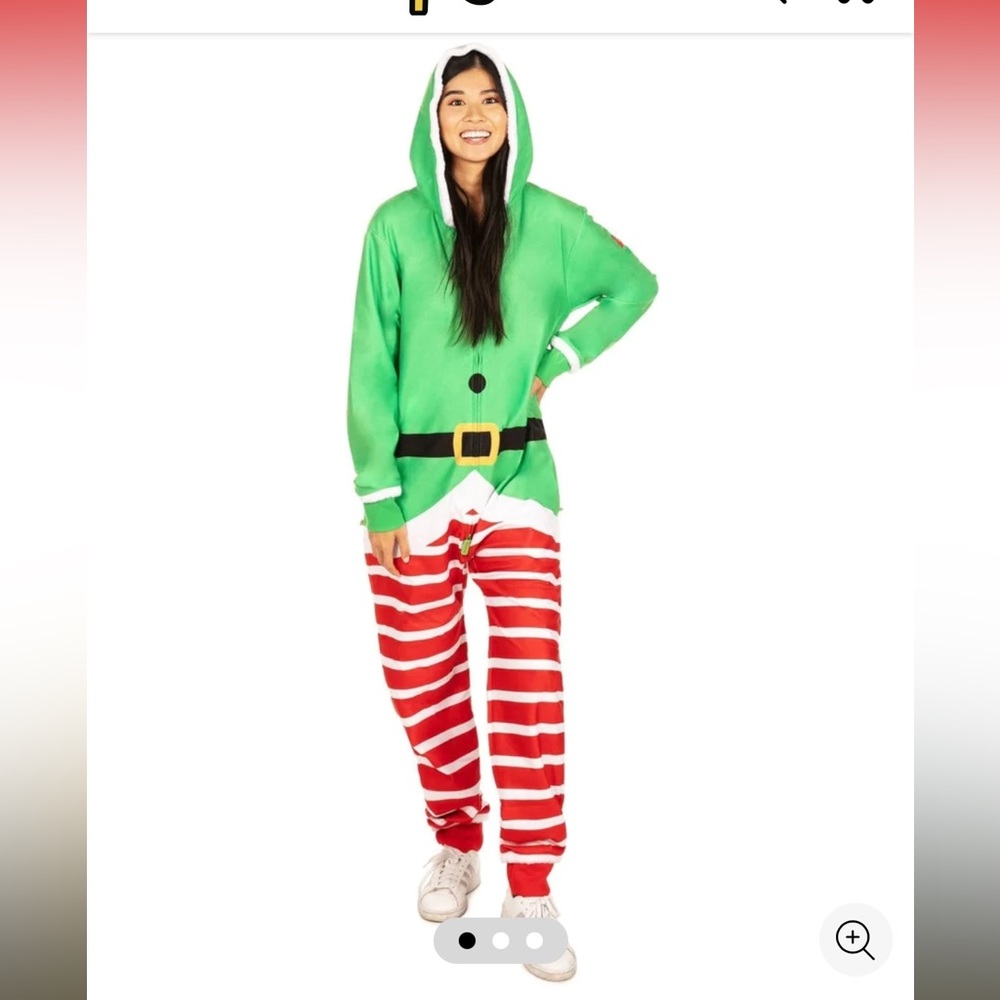 NWT Tipsy Elves Elf Jumpsuit onesie S hoodie ugly festive Christmas pockets!